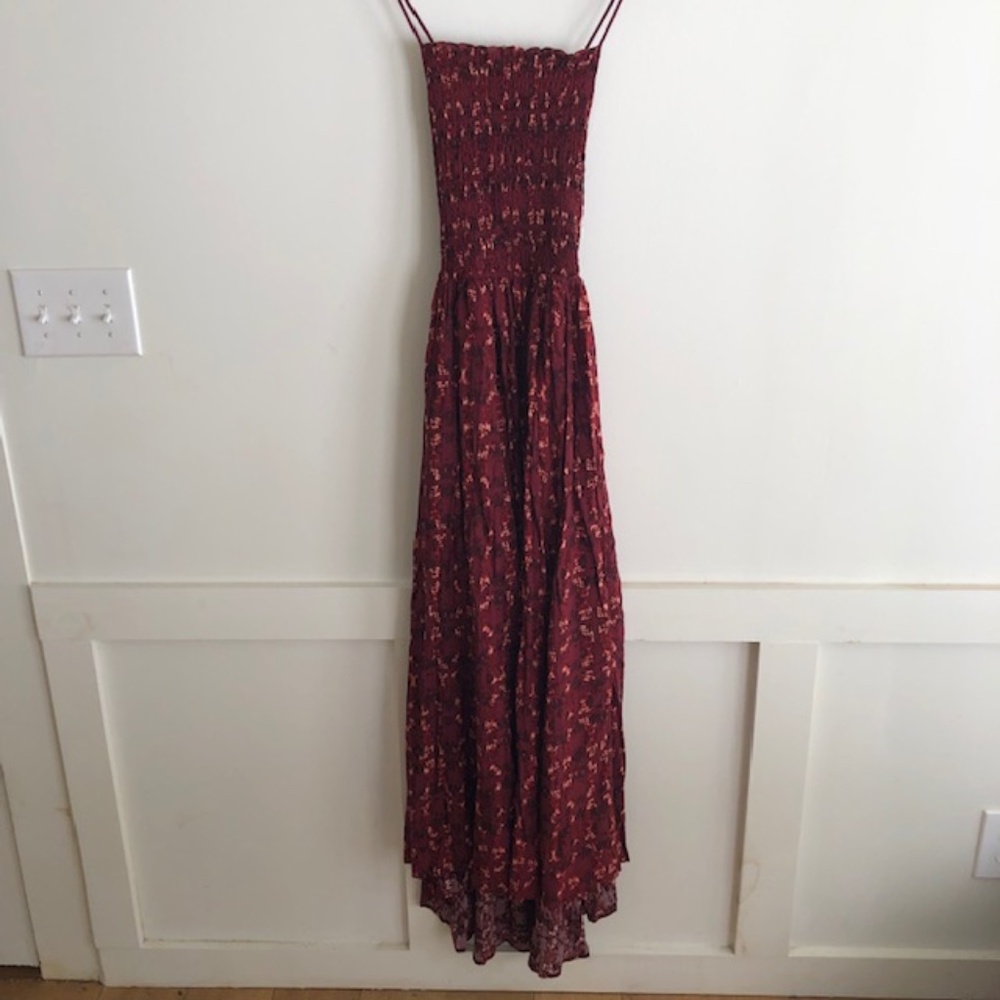 RARE NWT Free People Archive Strappy Open Back High-Low Maxi S/P Red Print